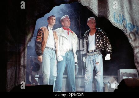 Pop group Bros, from left to right, Craig Logan, Matt Goss and Luke Goss. 10th July 1988. Stock Photo