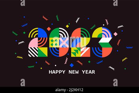 2023 New Year banner,numbers and geometric shapes Stock Vector
