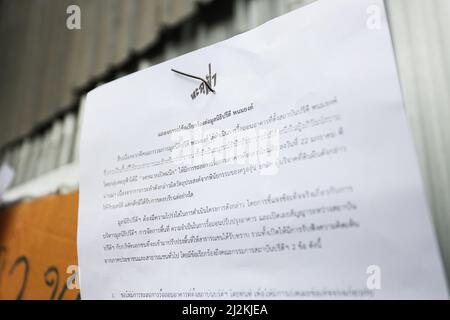 Bangkok, Thailand. Bangkok, Thailand. 2nd Apr, 2022. Statement calling for protesters to Pridi Banomyong Foundation. Credit: ZUMA Press, Inc./Alamy Live News Stock Photo