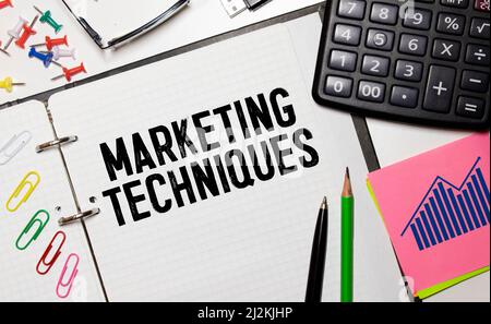 Text sign showing marketing techniques. A conceptual photo document related to a business project. Stock Photo