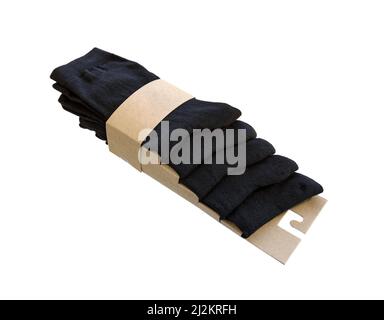 Socks on a white. Men's Socks in the package for sale isolated. Stock Photo