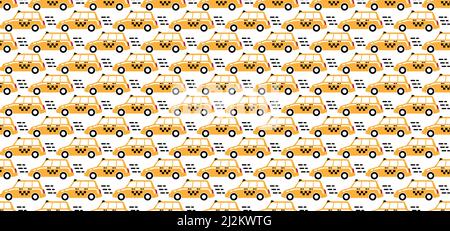 Yellow taxi cars seamless pattern, minimalist flat style, auto service concept Stock Vector