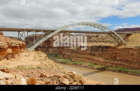 Hite Crossing Bridge over Colorado River - Utah Stock Photo