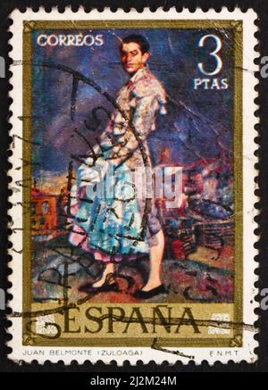 SPAIN - CIRCA 1971: a stamp printed in the Spain shows Portrait of Juan Belmonte, painting by Ignacio Zuloaga, circa 1971 Stock Photo