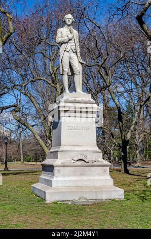 The monument of Alexander Hamilton at Central Park in New York Stock Photo