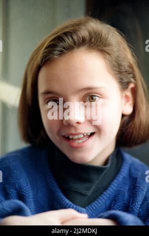 11 year old Christina Ricci, junior star in the blockbuster movie 'The Addams Family'. 9th December 1991. Stock Photo