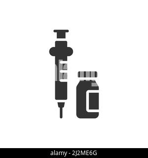 Insulin bottle and syringe vector icon. filled flat sign for mobile concept and web design. Diabetic insulin injection glyph icon. Symbol, logo illust Stock Vector