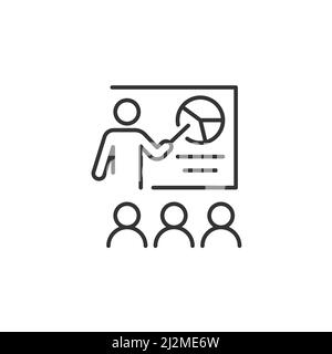 Business coach presentation line icon. linear style sign for mobile concept and web design. Team meeting, training outline vector icon. Symbol, logo i Stock Vector