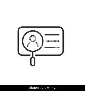 Identification card scan line icon. linear style sign for mobile concept and web design. Search ID card outline vector icon. Symbol, logo illustration Stock Vector