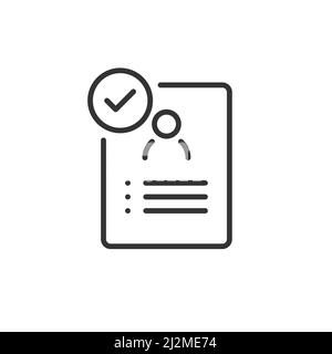 Approved resume outline icon. linear style sign for mobile concept and web design. Job application approved simple line vector icon. Symbol, logo illu Stock Vector