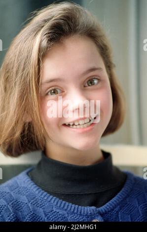11 year old Christina Ricci, junior star in the blockbuster movie 'The Addams Family'. 9th December 1991. Stock Photo
