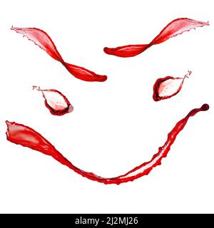 Set of Red wine splashes on white background Stock Photo