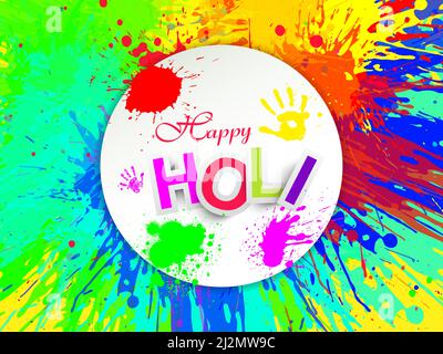 Happy Holi Greetings And Wishes With Colorful Splotches Stock Vector