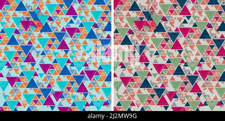 Infinite Multi color Geometric Triangle Pattern Set Stock Vector