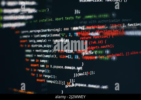 IT business. Python code computer screen. Mobile application design Concept. Stock Photo