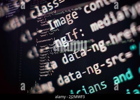 IT business. Python code computer screen. Mobile application design Concept. Stock Photo