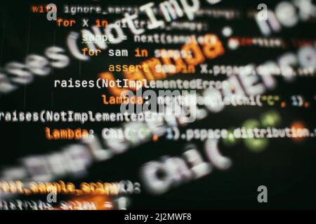 IT business. Python code computer screen. Mobile application design Concept. Stock Photo