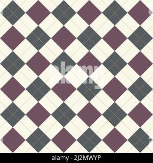 Classic Rhombus Square Golf Pattern Design In Bottle Green Maroon Brown Color Stock Vector