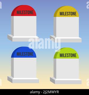 Colorful Set Of Milestone On Blue Gradient Background Stock Vector