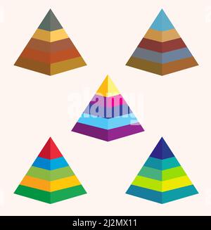 Colorful Pyramid Icon Set Stock Vector