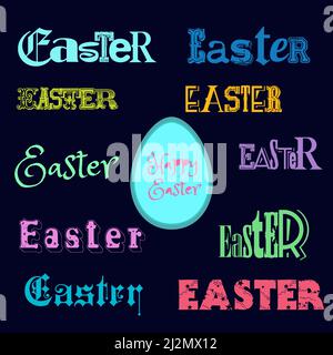 Happy Easter Colorful Stylish Greetings Typography Stock Vector