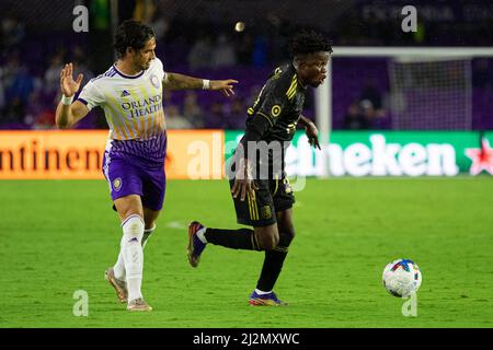 Orlando, United States. 02nd Apr, 2022. during the Major League Soccer game between Orlando City and Los Angeles FC at Exploria Stadium in Orlando, Florida. Andrea Vilchez/SPP Credit: SPP Sport Press Photo. /Alamy Live News Stock Photo