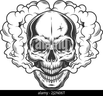 Skull in the smoke. Vaper vector illustration concept Stock Vector