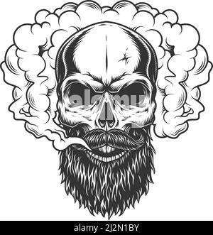 Skull in the smoke. Vaper vector illustration concept Stock Vector