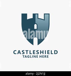 Castle shield logo design Stock Vector