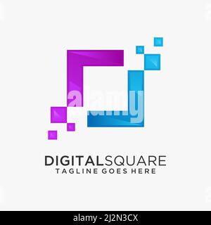 Digital square logo design Stock Vector
