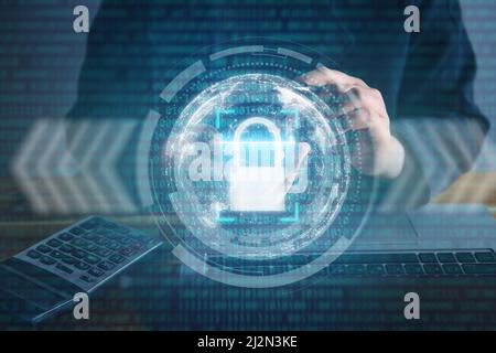 Technology Internet Cyber Secure for Database Privacy, Security Network Protection for Access Information Systems. Data Login Password Secure on Inter Stock Photo