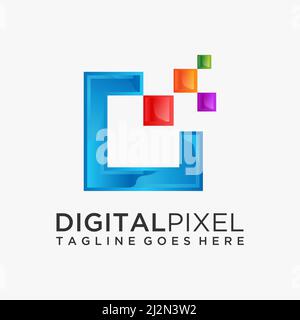 Digital square logo design Stock Vector