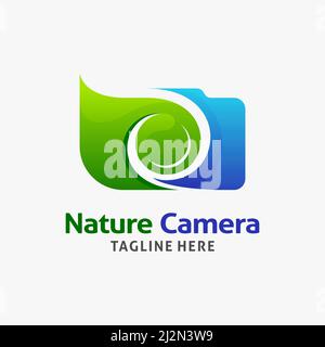 Nature camera logo design Stock Vector