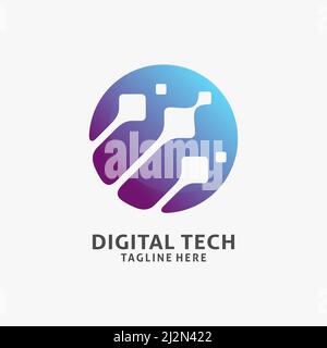Digital tech logo design inspiration Stock Vector