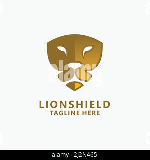 Lion shield logo design Stock Vector