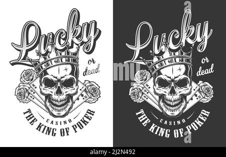 Casino concept with skull in cylinder hat. Vector illustration Stock Vector