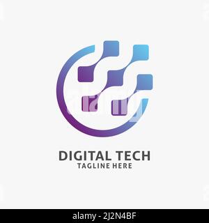 Digital tech logo design inspiration Stock Vector