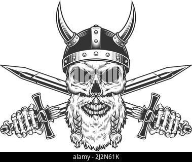 Illustration of bearded soldier skull in army helmet. Design element ...