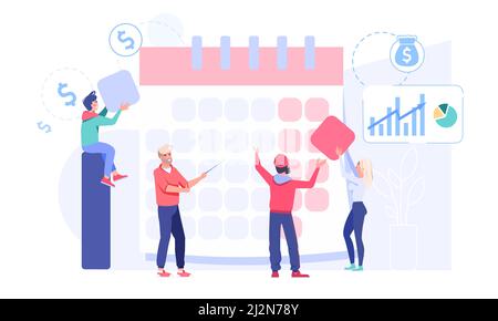 Business people team engaged in planning flat vector Stock Vector
