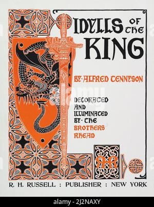 Louis Rhead artwork - Art Nouveau poster - Idylls of the King by Alfred Tennyson (1898). Stock Photo