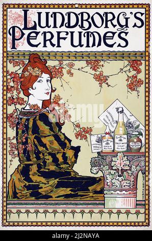 Louis Rhead artwork - Art Nouveau poster - Vintage artwork by Louis Rhead - Lundborg's perfumes (1894). Stock Photo