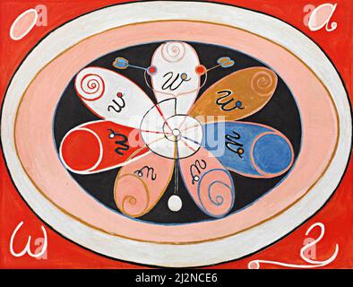 Art by Hilma af Klint, Swedish artist - Evolution, No. 15, Group IV, The Seven-pointed Stars (1907). Stock Photo