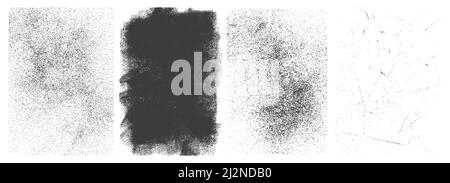 Retro grunge banners set with black scratches spots and stains grungy textures isolated vector illustration Stock Vector