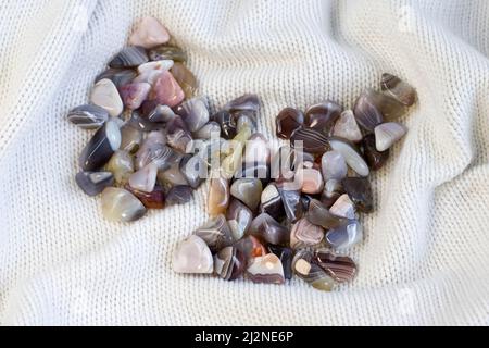 Natural Agate, various types and color, gems mineral collection as nice natural background top view Stock Photo