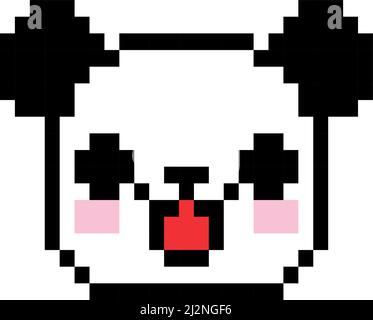 Pixel art character panda 8 bit pixel art black and white bear isolated ...