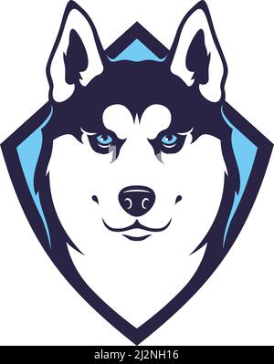 Head of Husky Dog with the Shield in the Background Stock Vector
