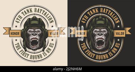 Apparel design with gorilla tankman. Vector illustration Stock Vector