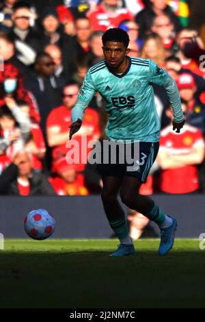 Leicester City's Wesley Fofana during the Premier League match at Old Trafford, Greater Manchester, UK. Picture date: Saturday April 2, 2022. Photo credit should read: Anthony Devlin Stock Photo