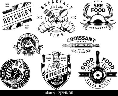Monochrome vector set of bakery shop logos or labels Stock Vector Image ...