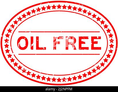 Grunge red oil free word oval rubber seal stamp on white background Stock Vector